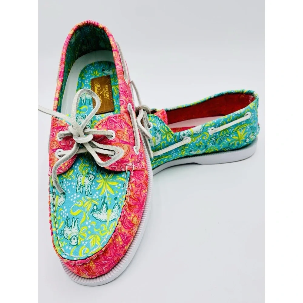 Sperry x‎ Brooks Brothers Boat Shoes Women 8 Colorful Floral Canvas Preppy Coas